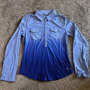 Marmot Ombre Polo Shirt Long Sleeve‎ Button Up Hiking Top Small 0260